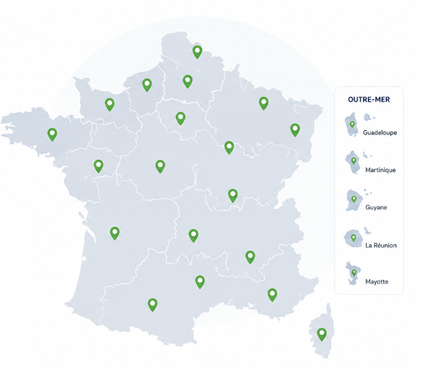 Carte d'intervention de la transition énergétique en France et en Outre-mer